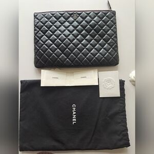 Chanel Black Quilted Laptop Sleeve